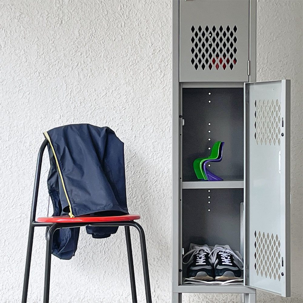 リオン LYON 2段スチールロッカー 2-TIER LOCKER ダイヤカット RECESSED HANDLE グレー dove gray インダストリアル パシフィックファニチャーサービス取扱 ◇