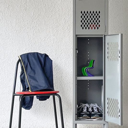 リオン LYON 2段スチールロッカー 2-TIER LOCKER ダイヤカット RECESSED HANDLE グレー dove gray インダストリアル パシフィックファニチャーサービス取扱 ◇