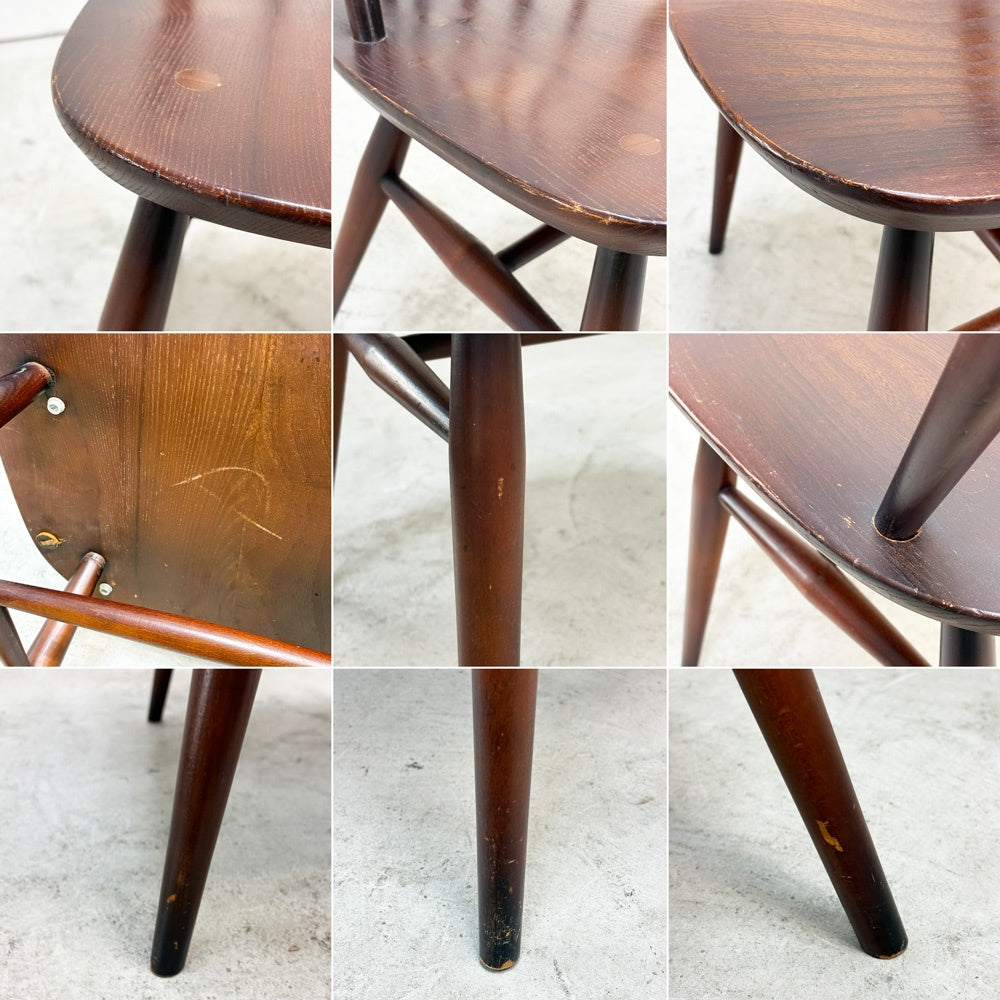 アーコール Ercol ゴールドスミス ダイニングチェア コロニアル ハイバック スティックバック エルム材 UKビンテージ 英国家具 ●