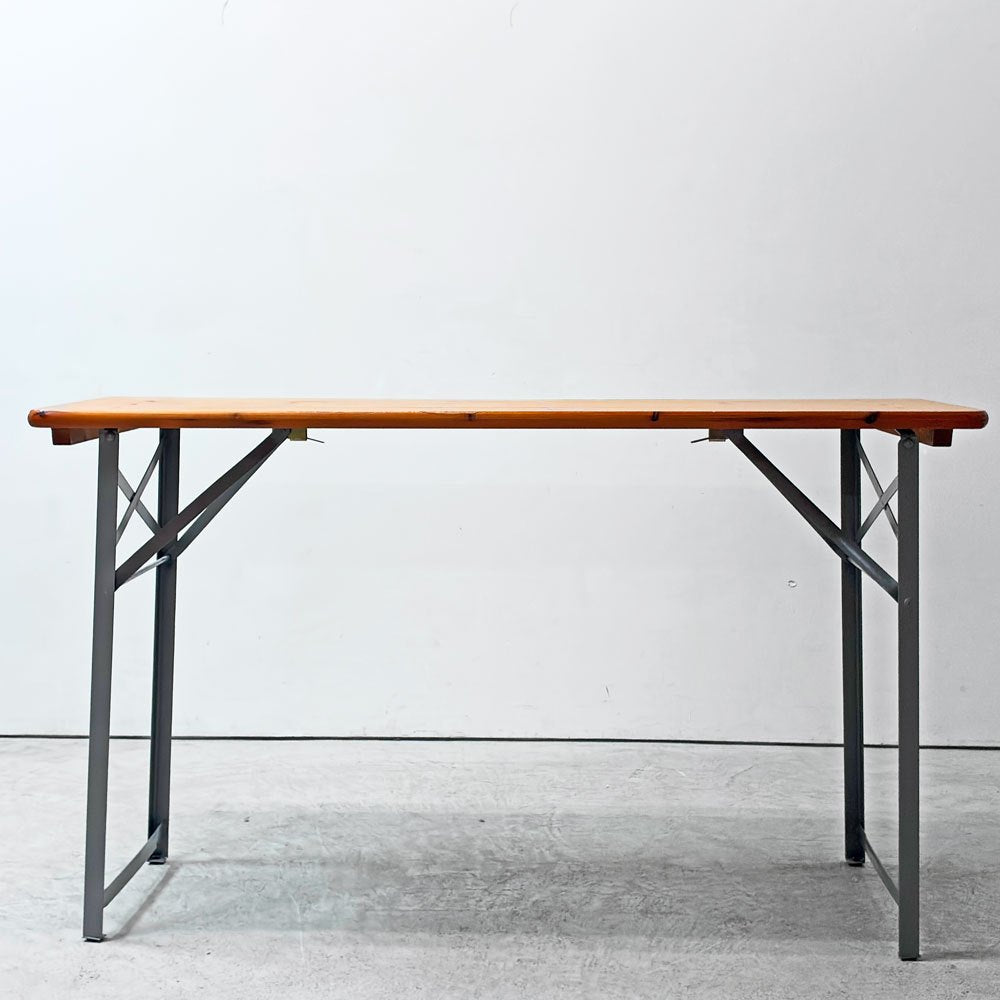 ダルトン DULTON ビアテーブル BEER TABLE 130 SILVER フォールディングテーブル モミ材天板 スチール脚 折りたたみ インダストリアル 廃番モデル 定価￥15,180- ●