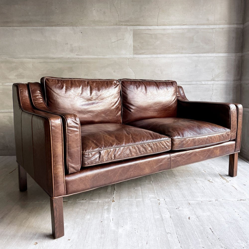 ハロ HALO × ジャーナルスタンダードファニチャー journal standard Furniture アイメッシュ IMESH 2Pソファ 2人掛け 本革 レザー バイカータン 廃番♪