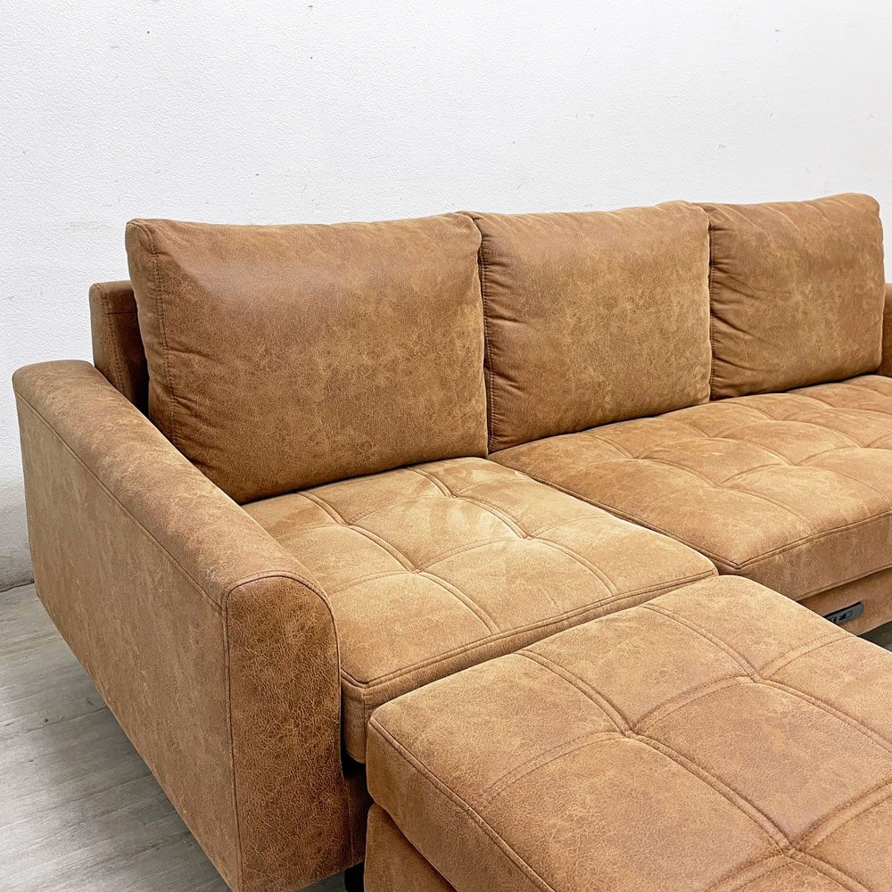 ジャーナルスタンダードファニチャー j.s.F ピーエスエフ カウチソファ PSF COUCH SOFA W210cm 3人掛けソファ オットマン レザー調 USB充電 コンセント付属 参考価格165,000円 ●