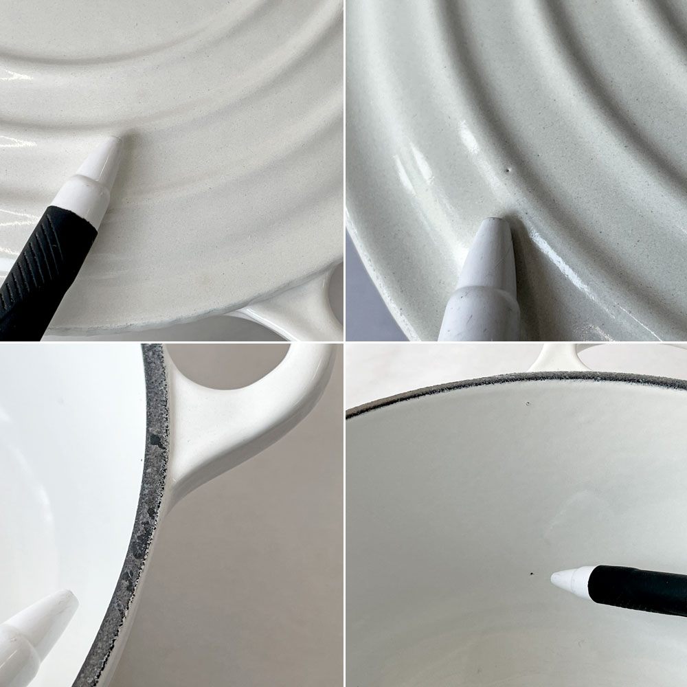 ルクルーゼ LE CREUSET ココットロンド 両手鍋 20cm ホワイト 鋳鉄 ホーロー 琺瑯 フランス ◇