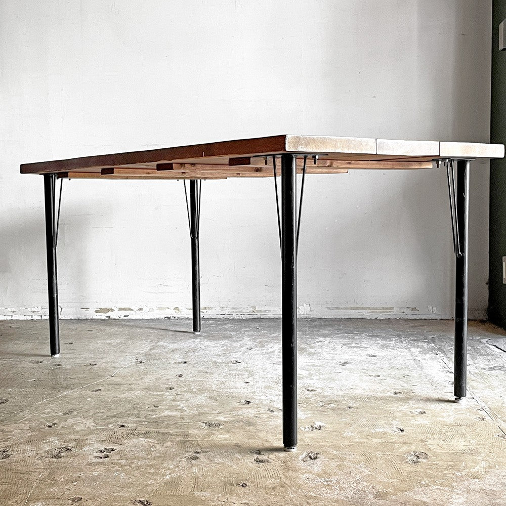 インダストリアル Industrial Design ダイニングテーブル 無垢材天板×スチールレッグ 幅150cm 工業系 店舗什器 ■