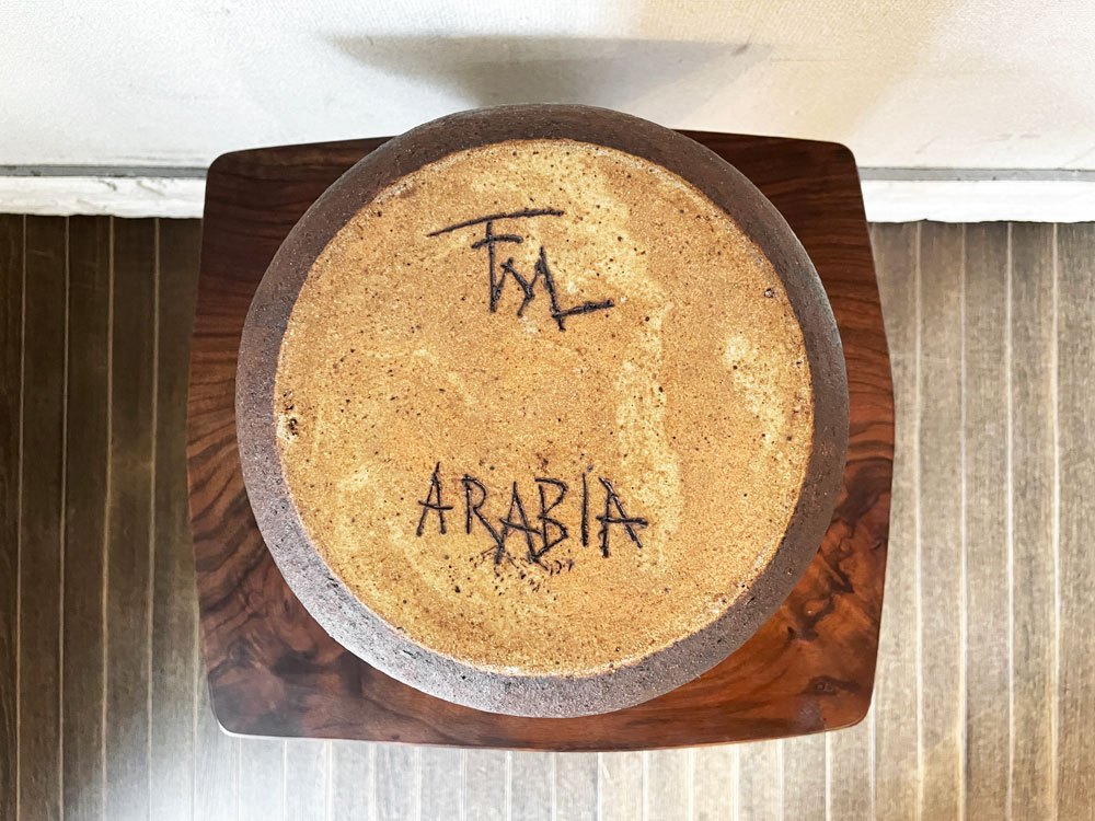 アラビア ARABIA セラミックポット フラワーベース 耳付き壺 H21.5cm フランチェスカ・マチュッティ・リンド フィンランド 北欧ビンテージ 希少 ◎