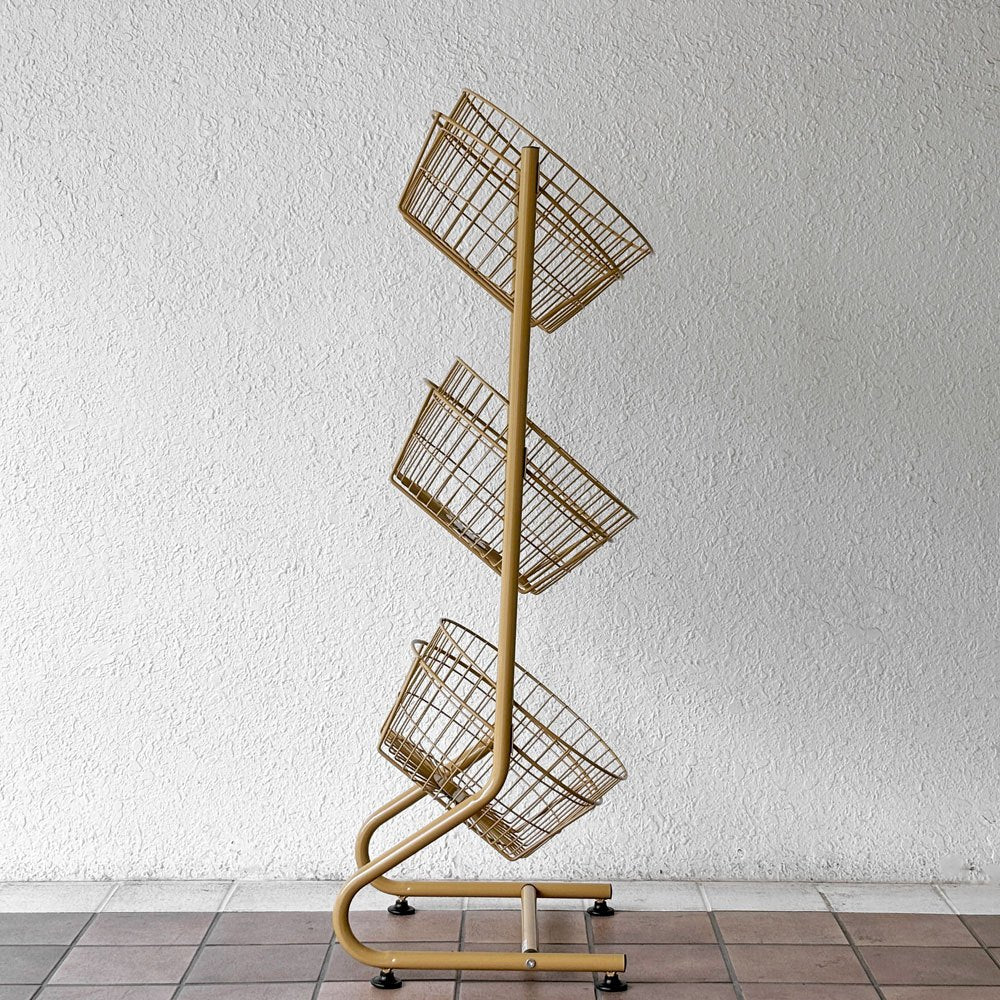 ダルトン DULTON ワイヤー ラウンド ラック WIRE ROUND RACK 収納家具 ラック ワイヤーバスケット 3段 アジャスター付き サンドベージュ 定価¥27,500- ◇
