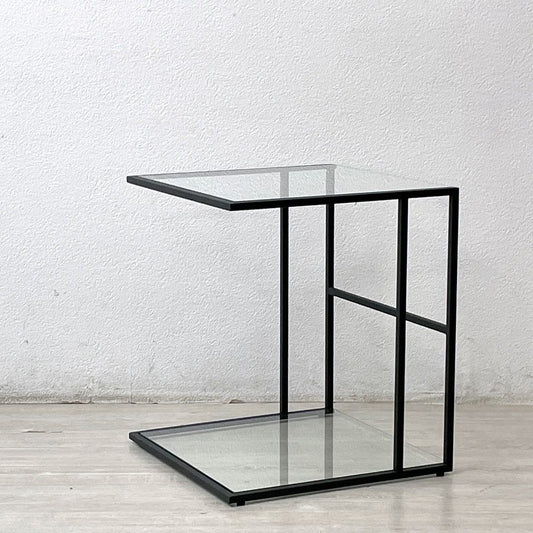 アルモニア ARMONIA ヴィスティティ Vestiti サイドテーブル ガラス スチール インサートタイプ コの字型 ブラック アーバンモダン 定価￥39,990- ●