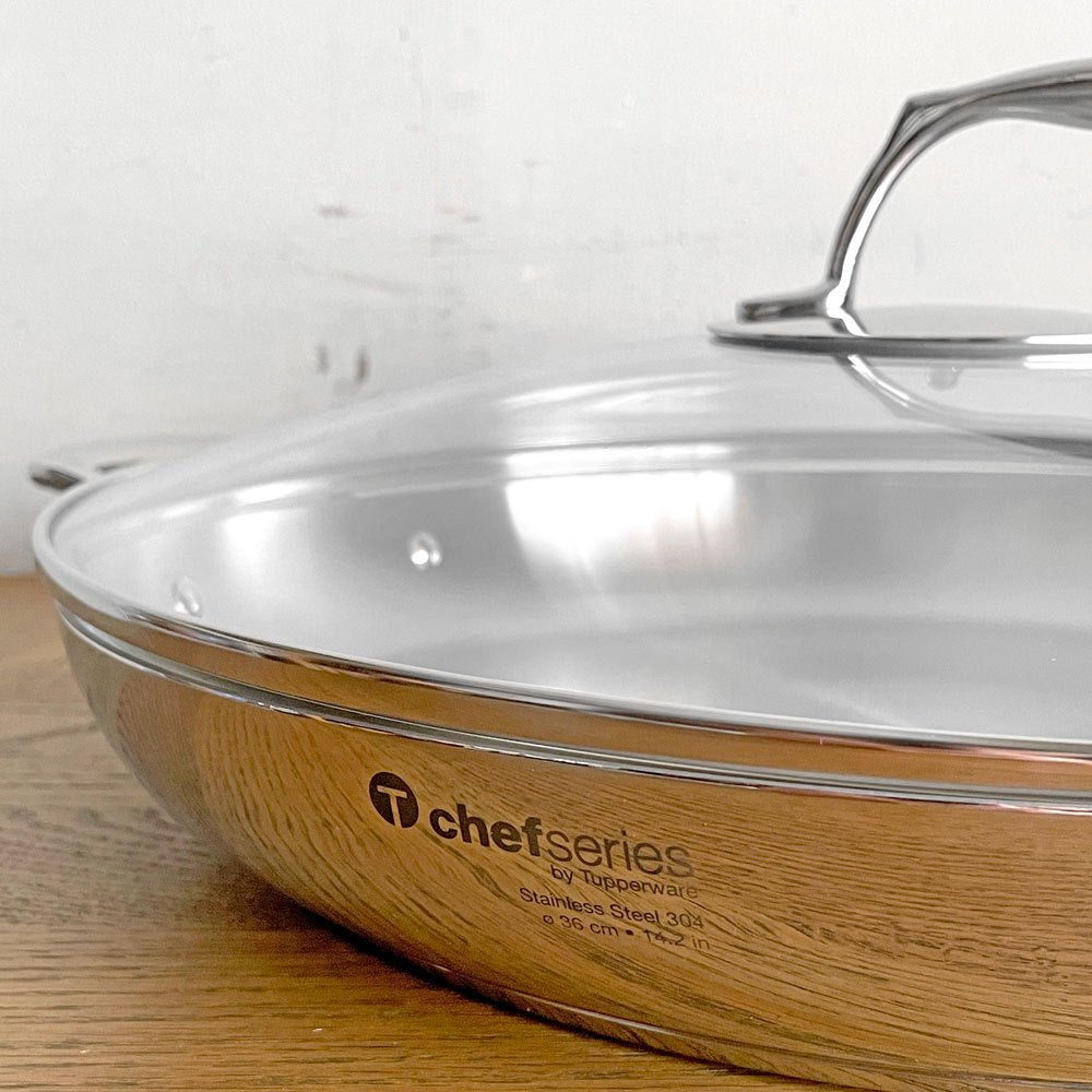 タッパーウェア Tupperware シェフシリーズ Chef Series パエリアパン Paella pan 36cm ガラス蓋付 ステンレス 日本未発売品 ■