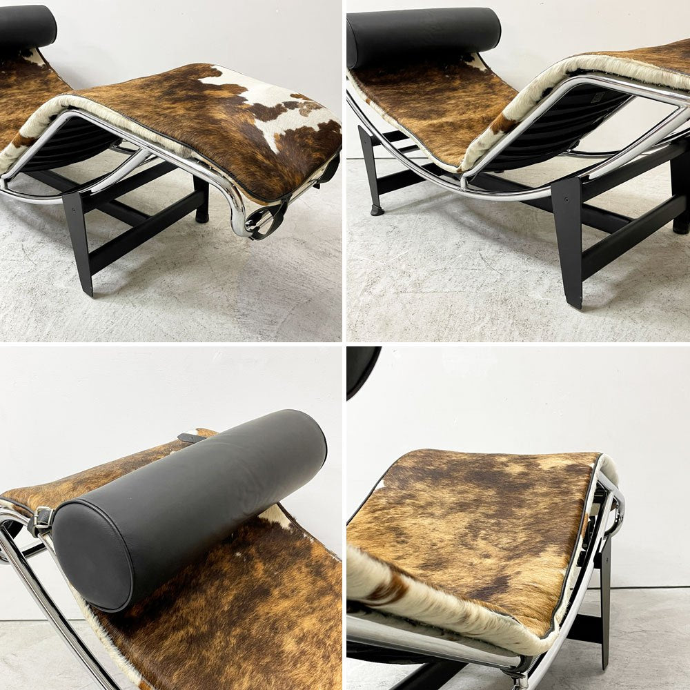ル・コルビュジェ LE CORBUSIER LC4 シェーズロング ポニースキン ステンレス 長椅子 ミッドセンチュリー リプロダクト ●