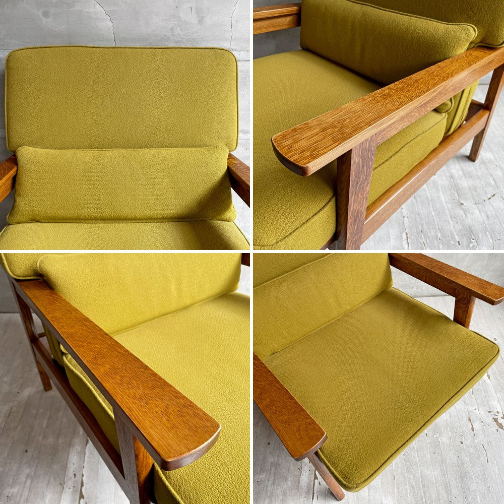 スタンダードトレード STANDARD TRADE Wood Frame Sofa SFA-03C-1p 1人掛けソファ ラウンジチェア マスタード オーク無垢材 定価￥240,000- ♪