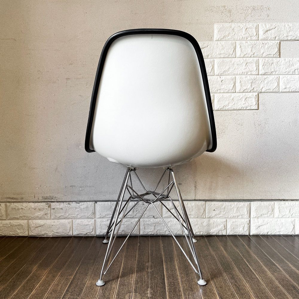 ハーマンミラー Herman Miller サイドシェルチェア モダンファニチャーセールス FRP製 ホワイトシェル ナウガレザー ダークグレー エッフェルベース C&R イームズ ◎