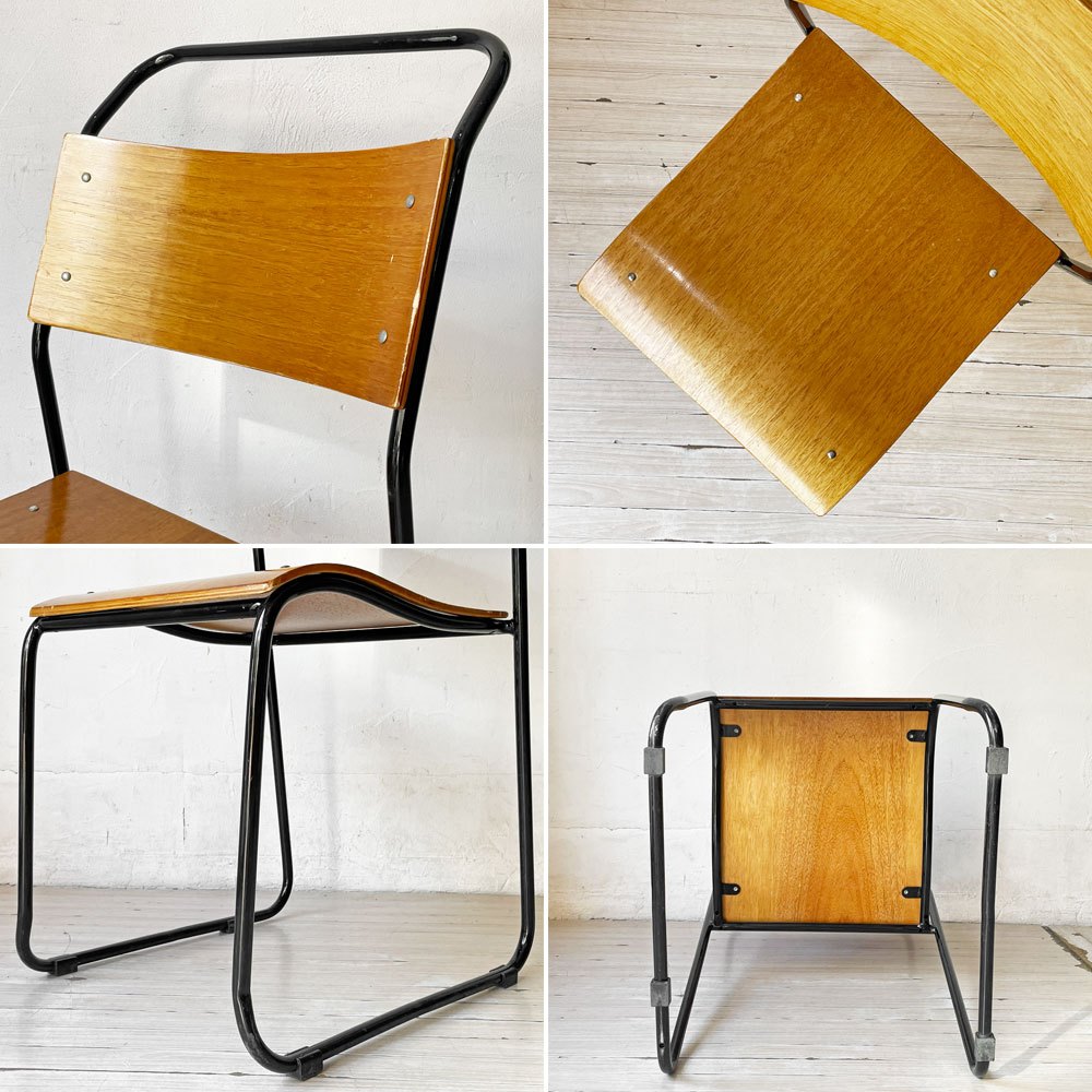クラッシュゲート CRASH GATE ノットアンティークス Knot antiques ブルーノチェア RP6 BLUNO CHAIR スタッキングチェア プライウッド スチールレッグ ブラック 関家具 B ★