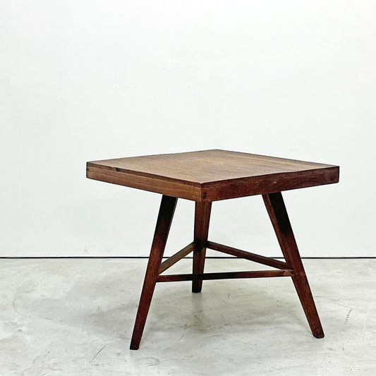 キコ QUICO オリジナル コーヒーテーブル サイドテーブル スクエア 3本脚 チーク無垢材 W54cm H52cm ●