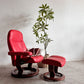 エコーネス EKORNES ストレスレスチェア stressless コンサル Consul リクライニングチェア＆オットマン Sサイズ 本革 レッドレザー クラシックベース ノルウェー 定価￥268,400- 〓