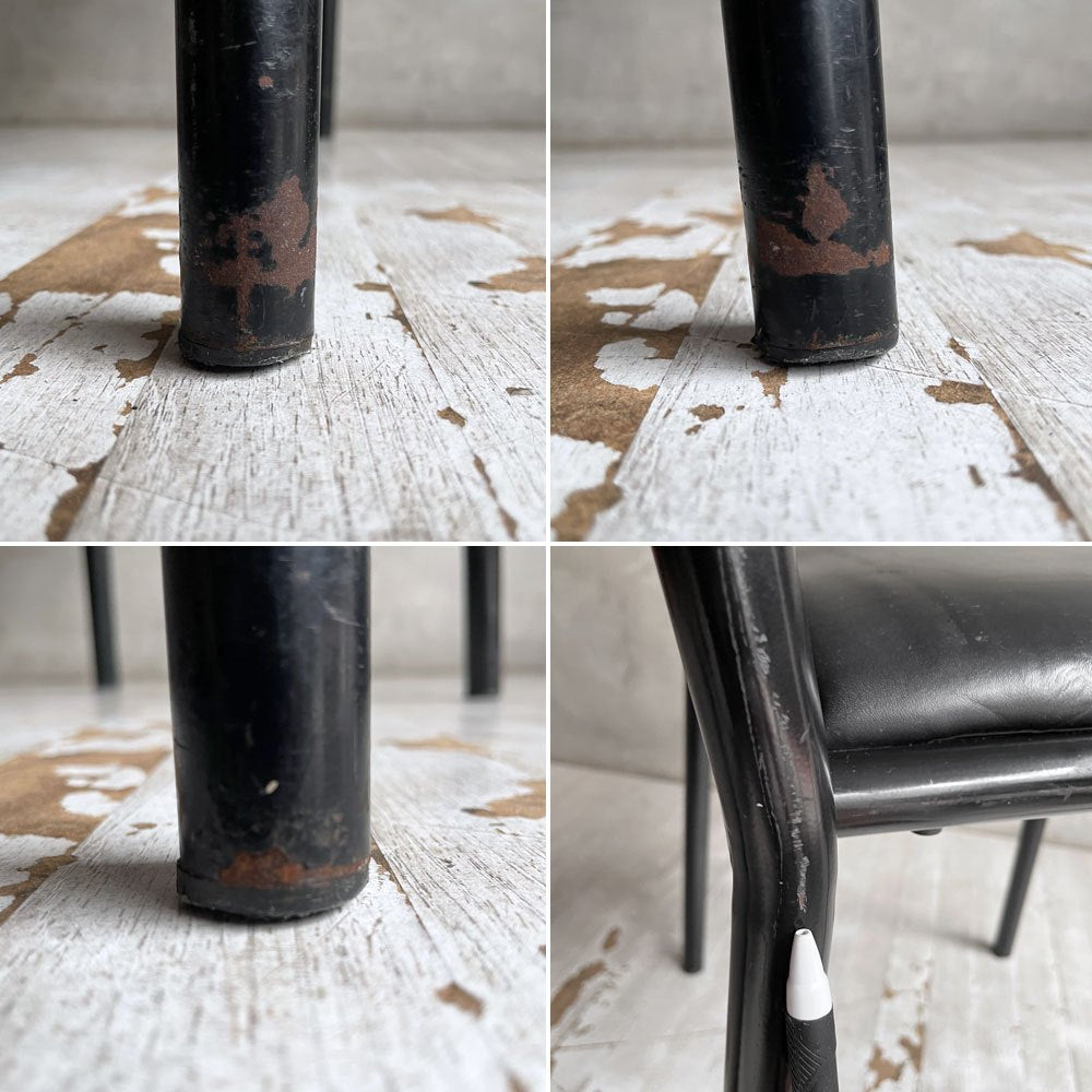 フランスビンテージ French Vintage ステヴァンチェア Stevens Chair モデルC Model C ブラック レザー クッションシート ロベール・マレ＝ステヴァンス 刻印有 A ♪