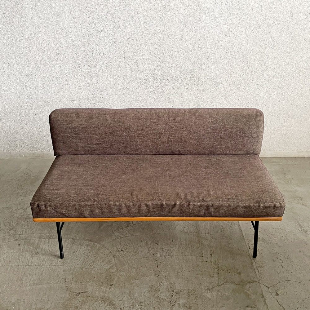 ウニコ unico ファニート FUNEAT ベンチバックレスト bench backrest オーク材 カバーリングファブリック ブラウン系 スチール脚 W125cm 参考価格￥65,780- 廃番 〓