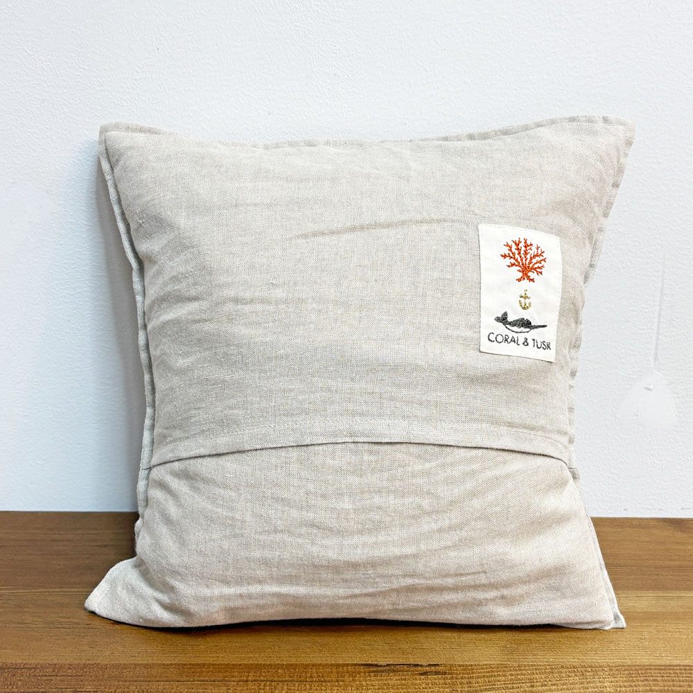 コーラルアンドタスク Coral & Tusk パピーラブポケットピロー Puppy Love Pocket Pillow クッション 30×30cm リネン カバーリング 刺繍 ●