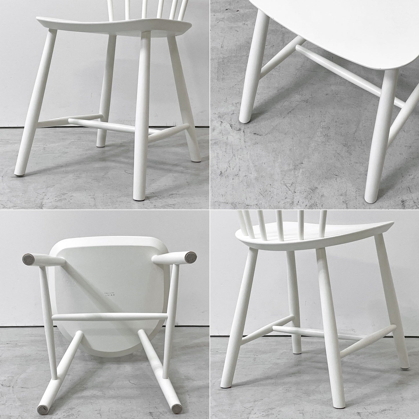 エフディービーモブラー FDB Mobler J46 ダイニングチェア スピンドルバック ウィンザーチェア ビーチ材 ホワイト ポール・M・ボルター Poul M. Volther 北欧 デンマーク 定価￥49,800- ●