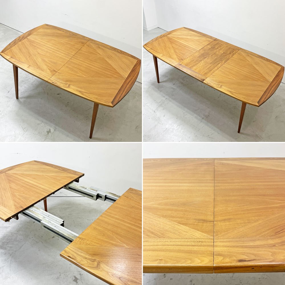 USビンテージ US Vintage エクステンション ダイニングテーブル W162.5-213cm 伸長式 ウォールナット材 北欧スタイル ミッドセンチュリー ●