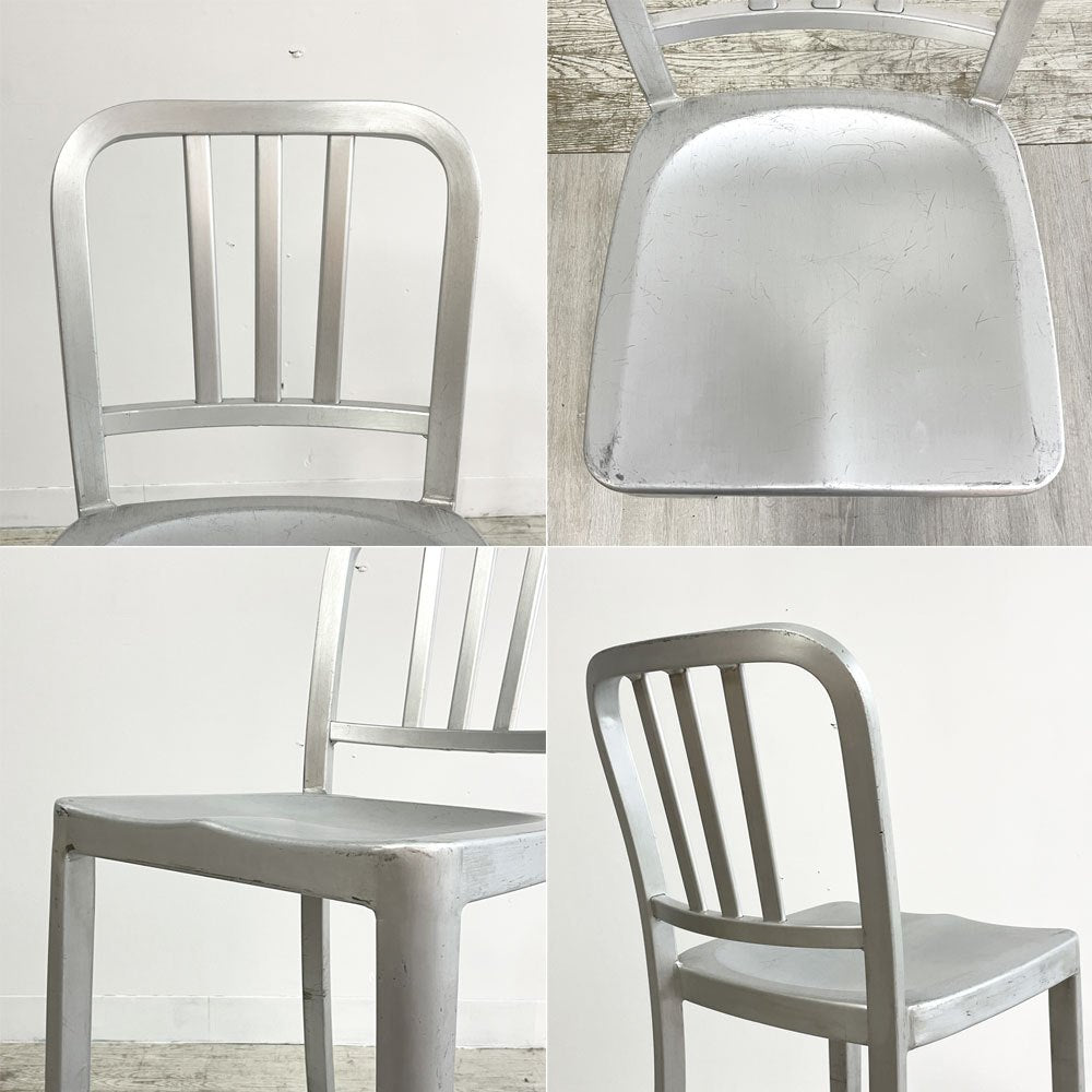 ネイビーバースツール Navy BarStool カウンターチェア リプロダクト アルミニウム インダストリアル デザイン 脚部カット品 H94cm A ●