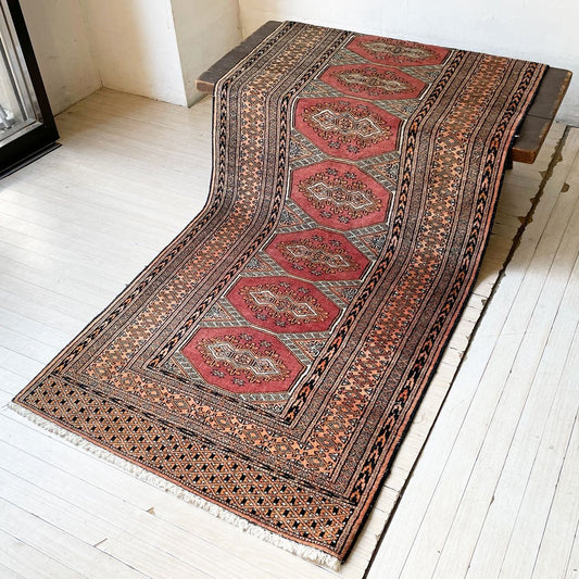 トライバルラグ Tribal rug トルクメン ランナーラグ 185×80cm ギュル紋様 手織 キリム 絨毯 ラグ カーペット ★