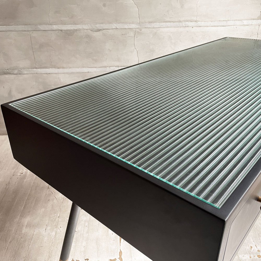 カレ KARE ラ ゴメラ La Gomera デスク コンソールテーブル ウッド×スチール ガラストップ ブラックパウダーコーティング インダストリアル モダンデザイン ドイツ ♪