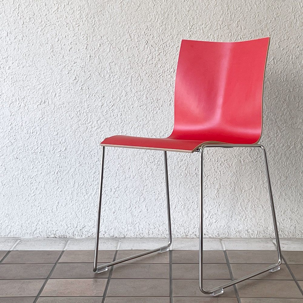 エンゲルブレヒト Engelbrechts チャリック CHAIRIK 107 ダイニングチェア スタッキング そり足 レッド 未使用品 デンマーク B ◇