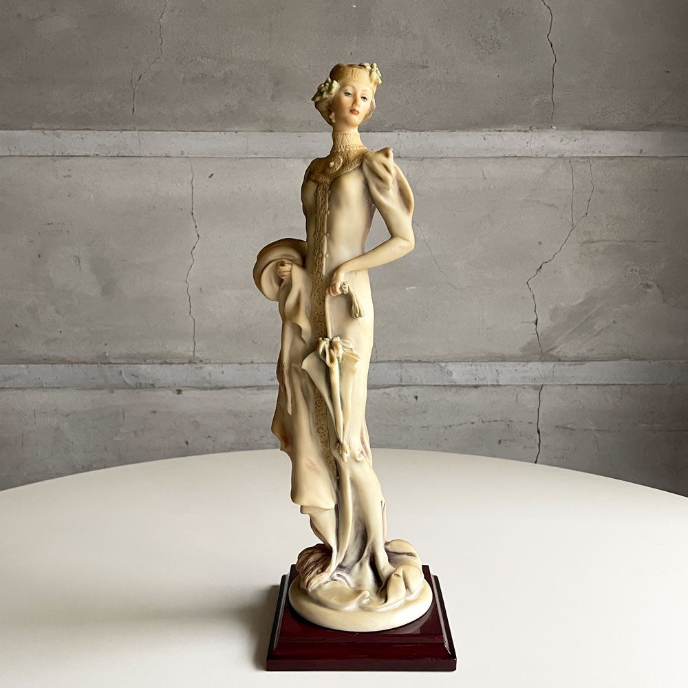 ジョゼッペ・アルマーニ Giuseppe Armani フィギュリン オブジェ イタリア Lady with Umbrella 彫刻 置物 イタリア ♪