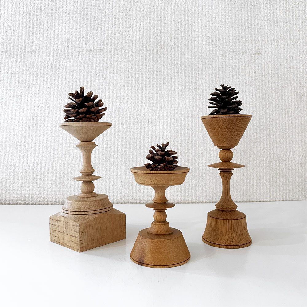 市川岳人 Takehito Ichikawa 燭台 飾台 オーク材 H17.5cm 木工作家 現代作家 B ◎