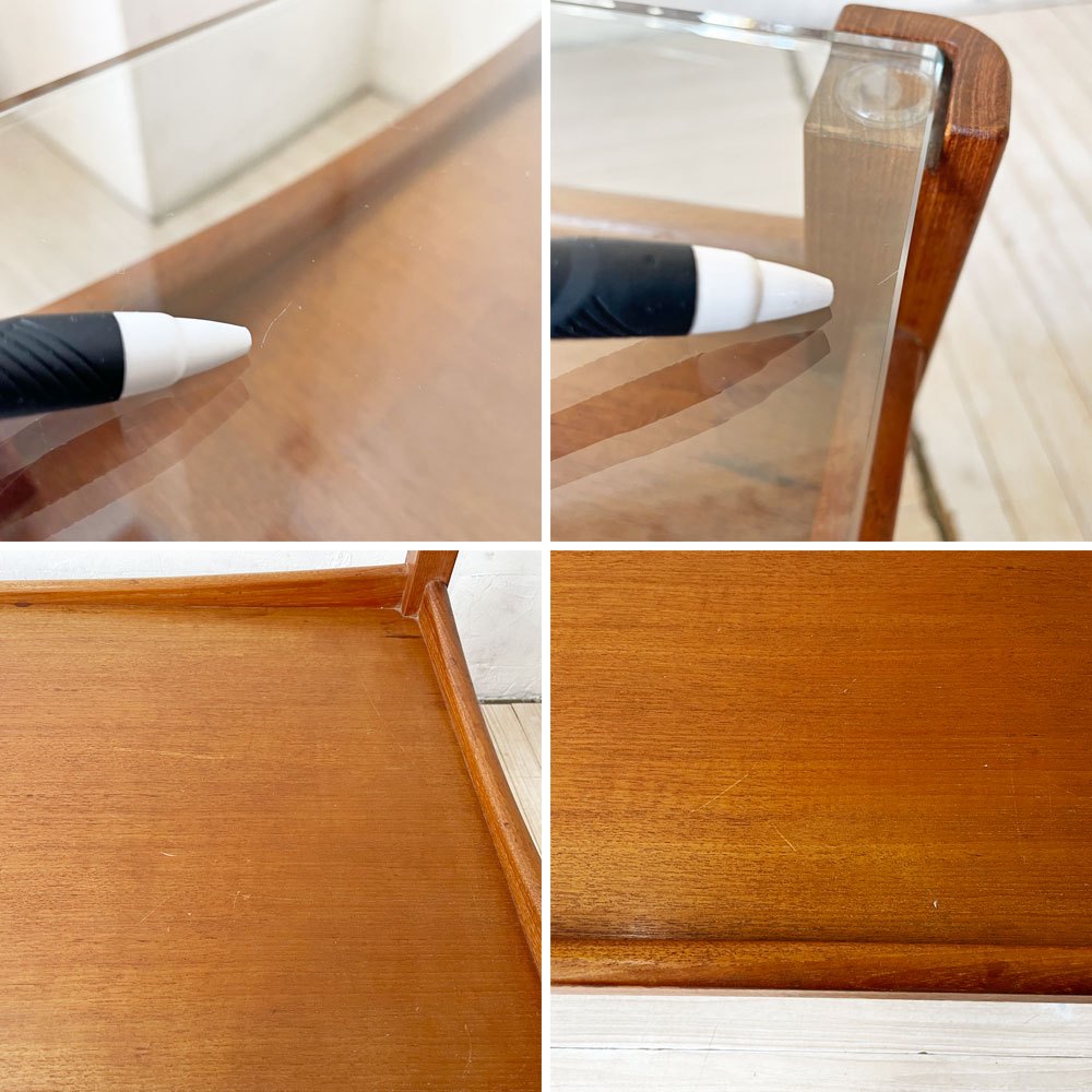 ハイク HIKE オリジナルファニチャー Original furniture ガラスソファテーブル Glass sofa tableチーク材 W100cm 北欧デザイン ★