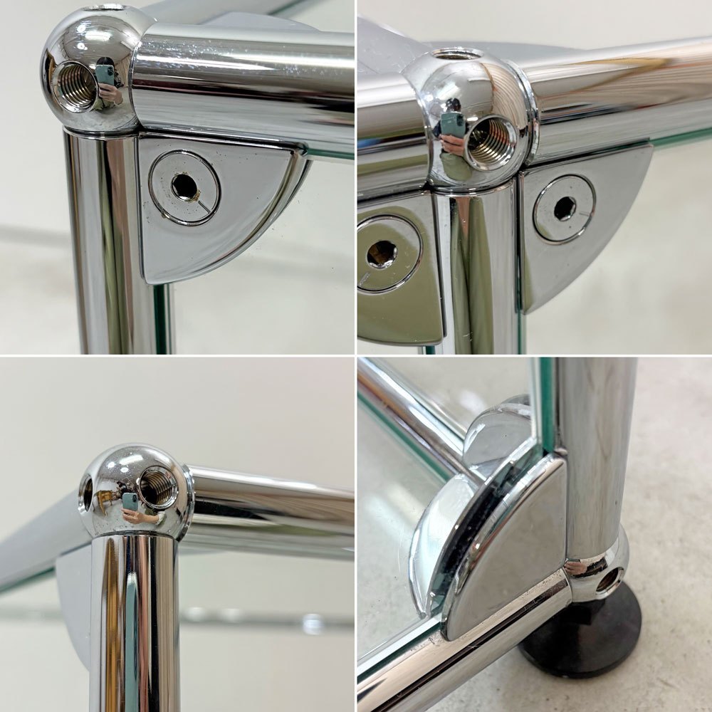 ユーエスエムハラー USMハラー USM Haller モジュラーファニチャー ローボード キャビネット シェルフ クリア ガラスパネル 2列1段 W152cm スイス ●