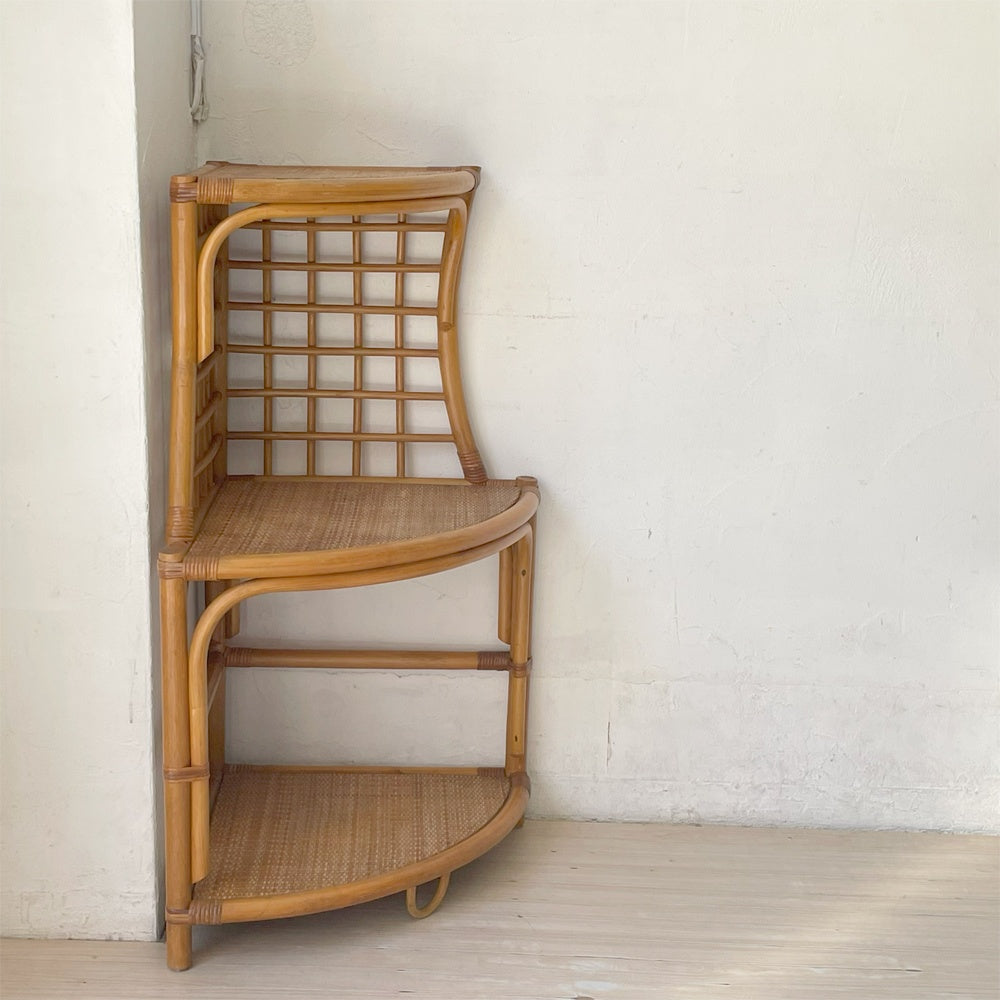 ラタン 3段 オープンシェルフ Rattan Shelf 籐 三角コーナーシェルフ コーナーラック ナチュラル オーガニック ★