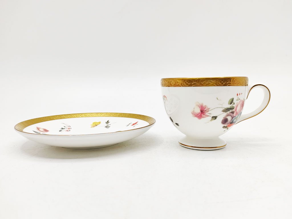 ウェッジウッド WEDGWOOD フローラルゴールド FLORAL GOLD カップ＆ソーサー 英国 B ●