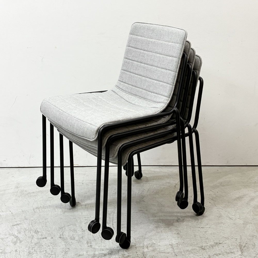 コクヨ KOKUYO オフセットフレームチェア offset frame chair オフィスチェア スタッキングチェア 4脚セット 4本脚 ファブリックシート スカイグレー キャスター 総定価￥274,800- A ●