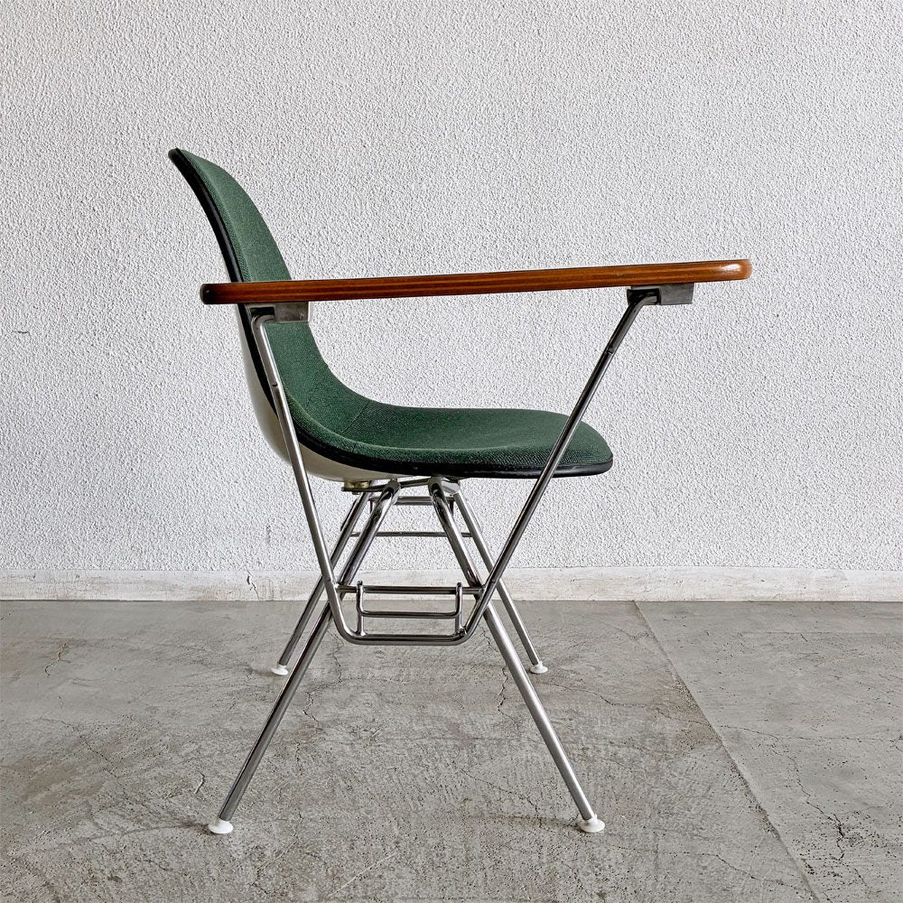 ハーマンミラー Herman Miller サイドシェルチェア セカンド 2nd ビンテージ アプホルスター スクールベース 肘掛けテーブル付 イームズ ミッドセンチュリー B 〓