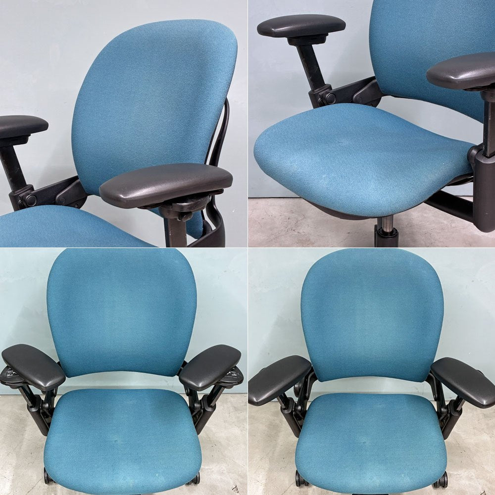 スチールケース Steelcase リープチェア Leap デスクチェア エルゴノミクスチェア 高機能チェア キャスター付き ブルー ファブリック ◎