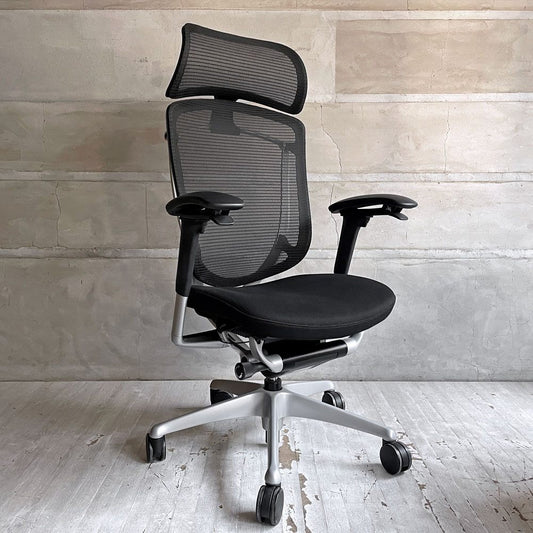 オカムラ okamura コンテッサセコンダ Contessa seconda CC87XR-FPC1 オフィスチェア デスクチェア エクストラハイバック ブラック 固定ヘッドレスト アジャストアーム ♪