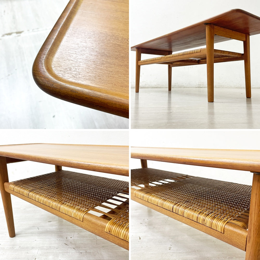 アンドレアスタック Andreas Tuck AT10 チーク材×オーク材 コーヒーテーブル ローテーブル ハンス J.ウェグナー Hans J. Wegner デンマークビンテージ 北欧 ●
