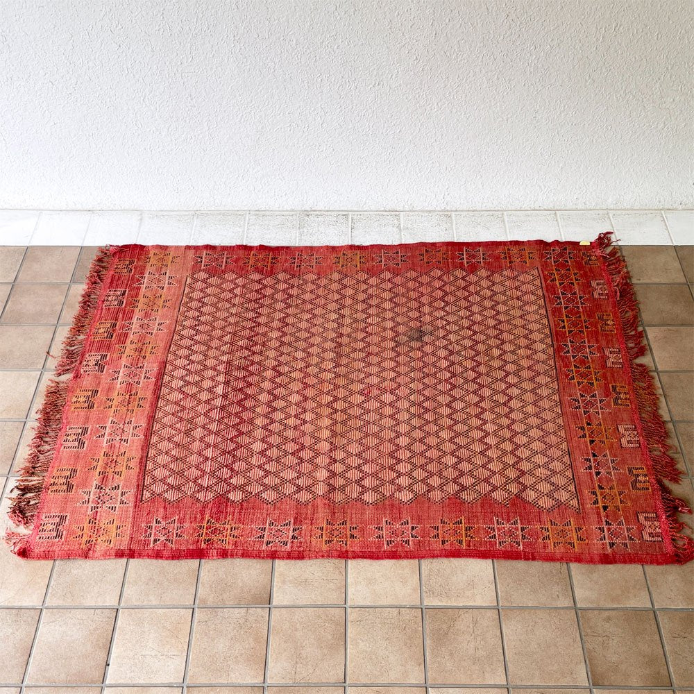 モロッカンラグ MOROCCAN RUG アジラル Azilal 手織り絨毯 ラグ 幾何学模様 180×125cm モロッコ ◇