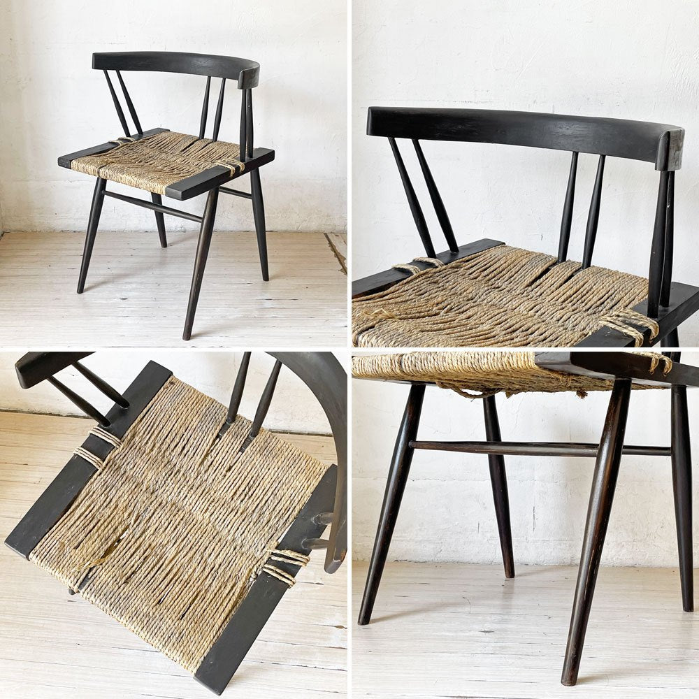 ジョージ・ナカシマ George Nakashima グラスシートチェア GRASS SEATED CHAIR ローズウッド材（シッソ）インド NID 60`s ビンテージ ★