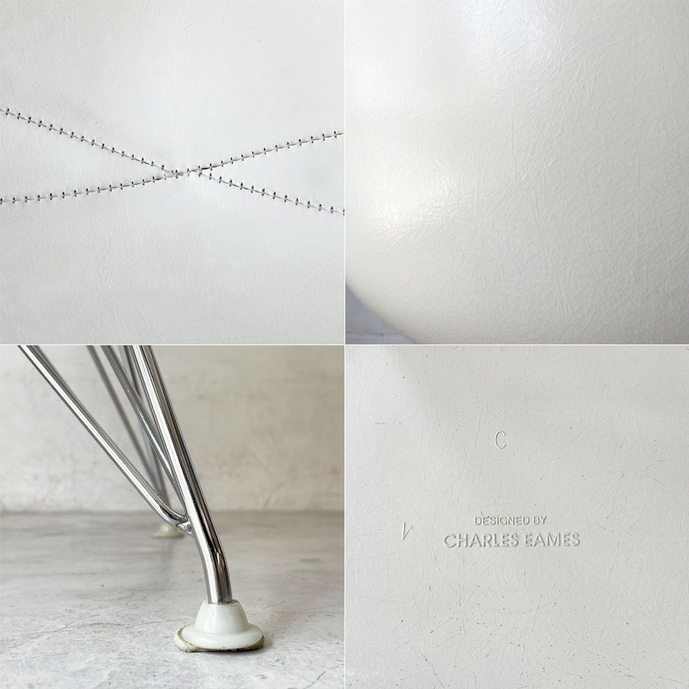 ハーマンミラー Herman Miller サイドシェルチェア サード 3rd FRP PVCレザー パーチメント ロータイプ エッフェルベース イームズ ビンテージ vintage ★