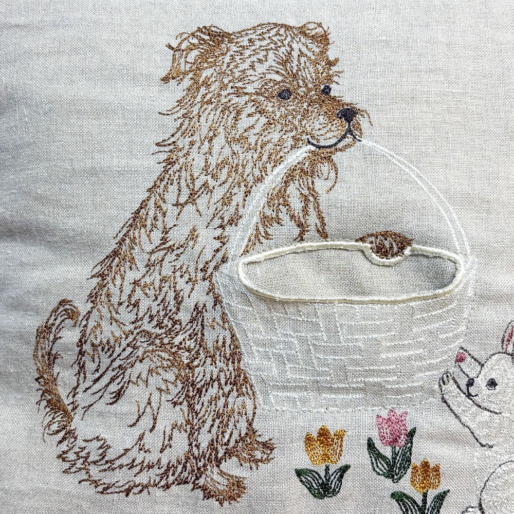 コーラルアンドタスク Coral & Tusk パピーラブポケットピロー Puppy Love Pocket Pillow クッション 30×30cm リネン カバーリング 刺繍 ●