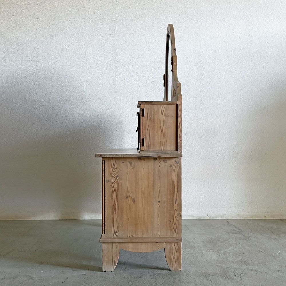 デンマークビンテージ Danish Vintage ドレッシングチェスト ドレッサー 鏡台 パイン材 扉収納 2ドロワー W119cm カントリースタイル 北欧家具 鍵欠品 〓
