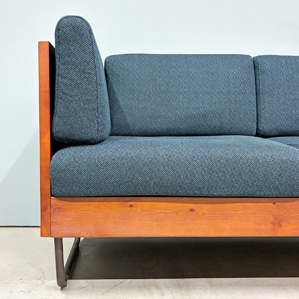 アデペシュ a.depeche ウォーム WARM LDソファ ライトアーム 2シーター カバーリング ブルー パイン材 廃番 参考定価￥90,200- ◎