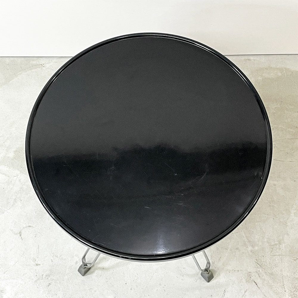 ダルトン DULTON X4 table X4テーブル カフェテーブル サイドテーブル ラウンド スチール クロームメッキ ブラック 折りたたみ式 インダストリアル 廃番 ●