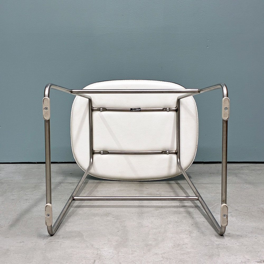 カッペリーニ Cappellini ハイパッドスツール Hi pad Stool ホワイトレザー×ステンレススチール ジャスパー・モリソン Jasper Morrison イタリアモダン ◎