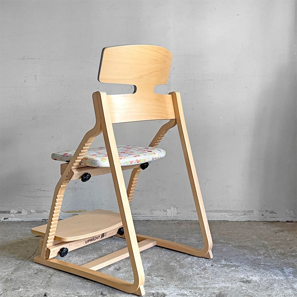 豊橋木工 TOYOMOKU アップライトチェア UPRIGHT CHAIR ナチュラル × アクアブルー 交換用座面カバー付き ベビーチェア キッズチェア ■
