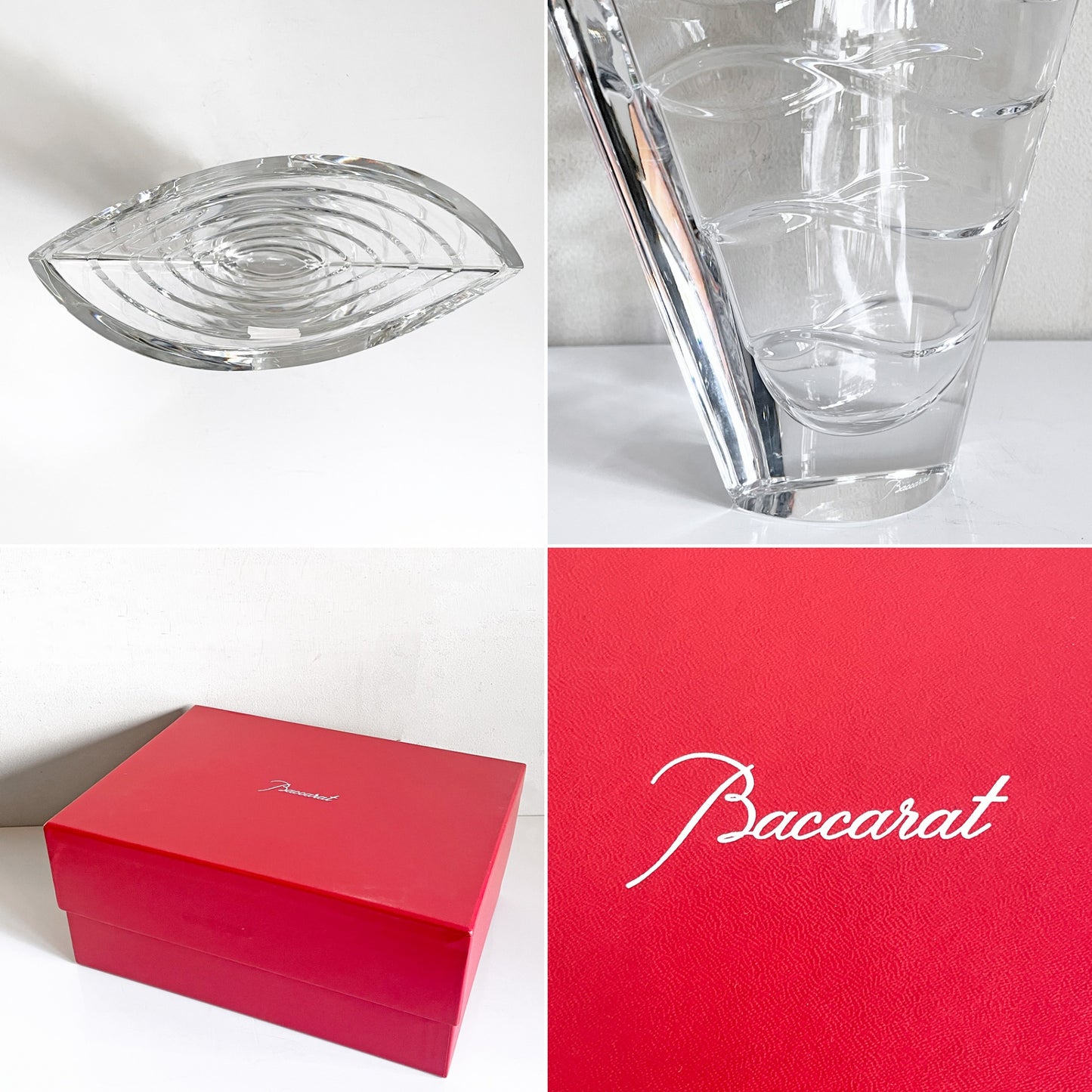 バカラ Baccarat ウェーブ Wave フラワーベース クリスタルガラス  H22.5cm フランス 箱付き未使用品 ■