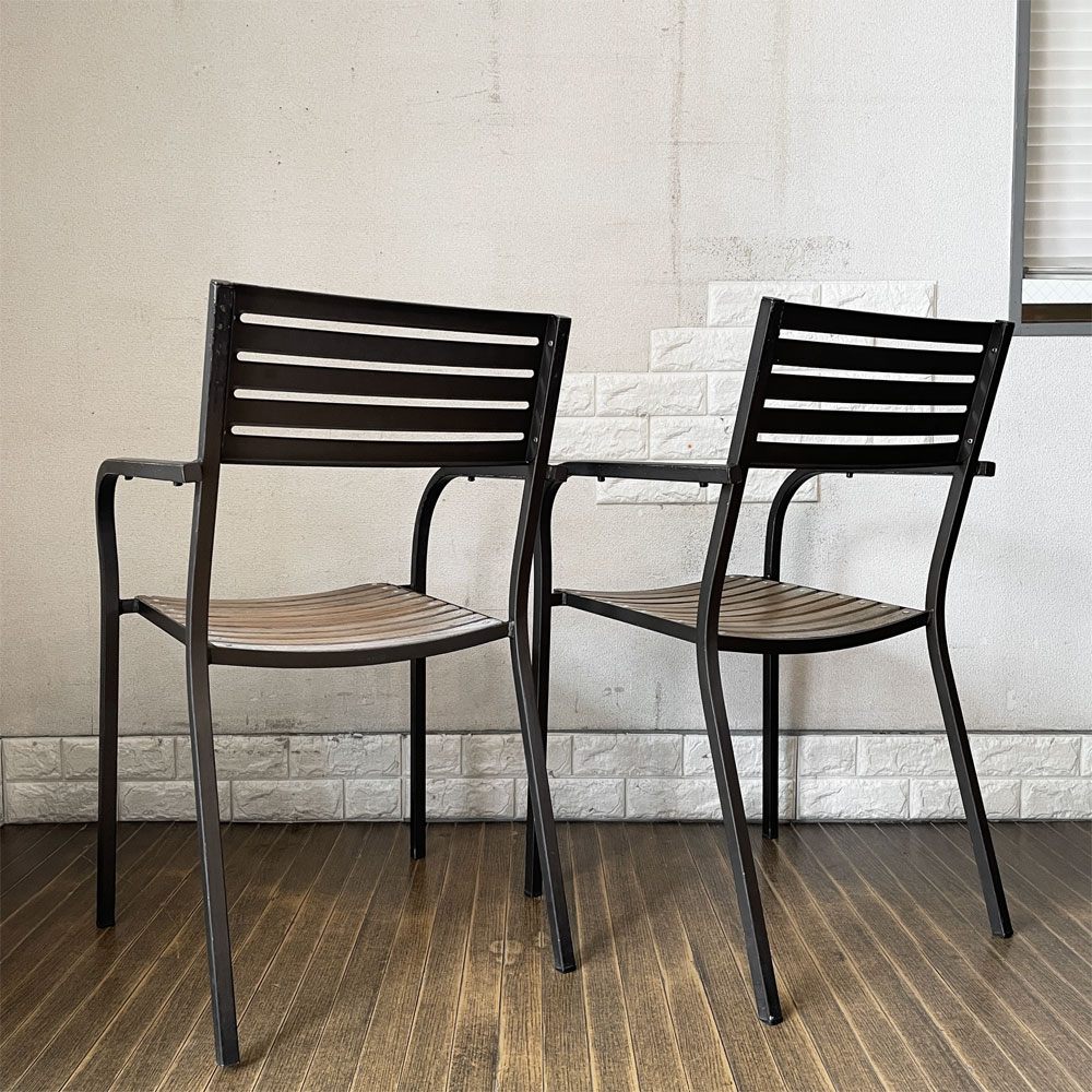 エミュー emu セーニョチェア SEGNOCHAIR ガーデンチェア アーム スタッキング イタリア ニ脚セット 現状品 ◎