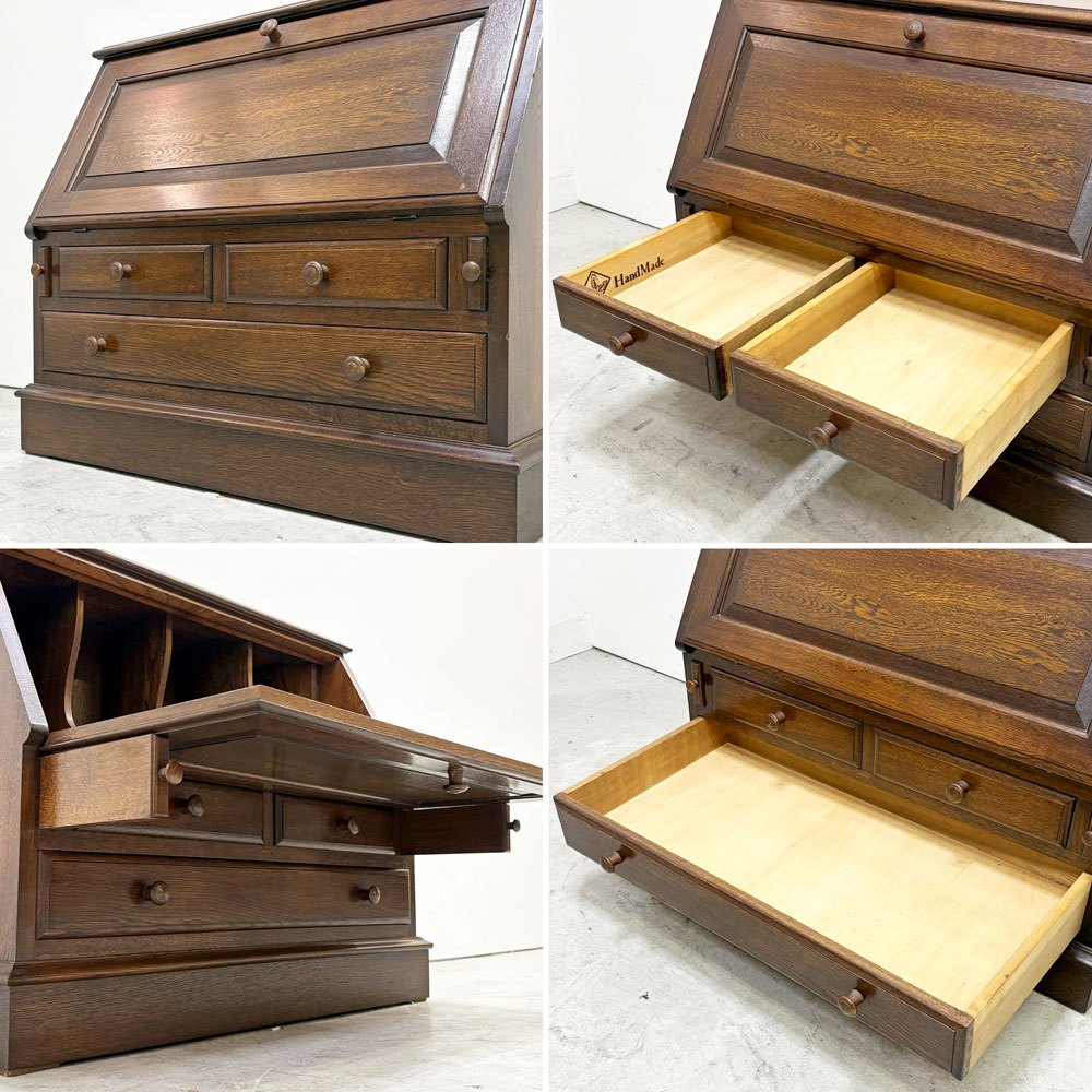 ノックオンウッド Knock on wood ライティングビューロー デスク チェスト 座机 オーク無垢材 戸山家具 横浜クラシック家具 ●